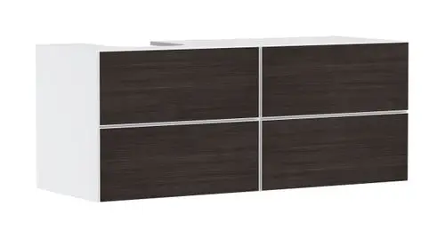 Waschtischunterschrank in Mattweiß mit vier Schubkästen, produziert von Hansgrohe, in schlichter, funktionaler Gestaltung ohne sichtbare Alternativverkleidung.